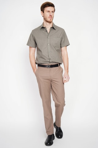 Camicia regular in lino - Kaki