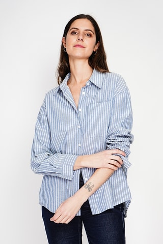 Chemisier oversize en lin - Bleu