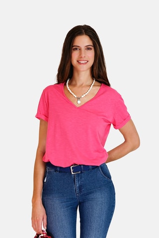 T-shirt en lin - Fuchsia
