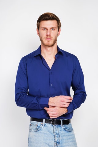 Camicia taglio dritto in bambù - Blu