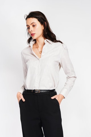 Camicia larga in lino - Grigio
