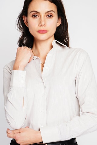 Camicia larga in lino - Grigio