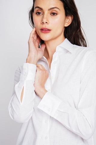 Camicia larga in lino - Bianco