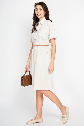 Abito a camicia in lino - Beige