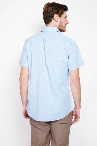 Camicia regular in lino - Blu