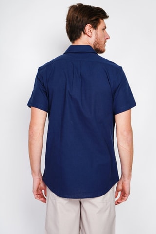 Camicia regular in lino - Blu