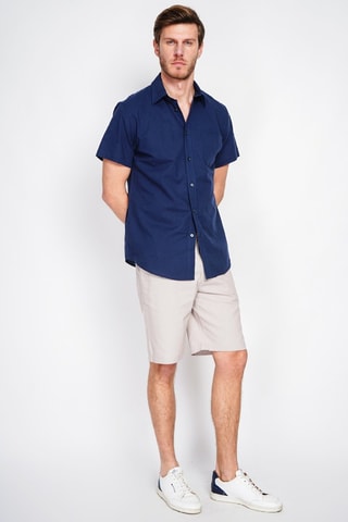 Camicia regular in lino - Blu