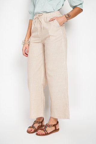 Pantaloni straight in lino - Beige