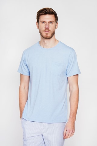 T-shirt in lino - Blu