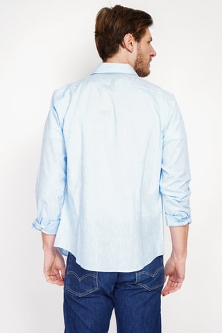 Camicia slim in lino - Blu