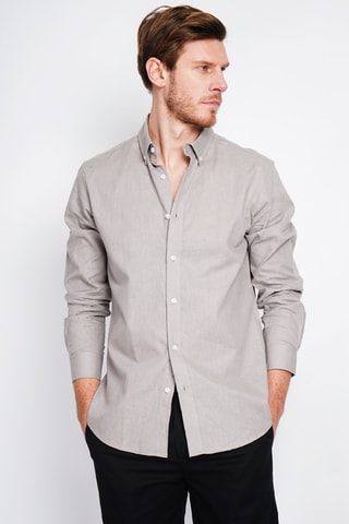 Camicia regular in lino - Marrone