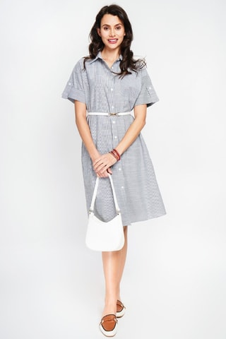 Abito a camicia in lino - Nero