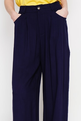 Pantaloni aderenti in lino - Navy