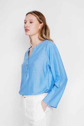 Blusa in lino - Blu