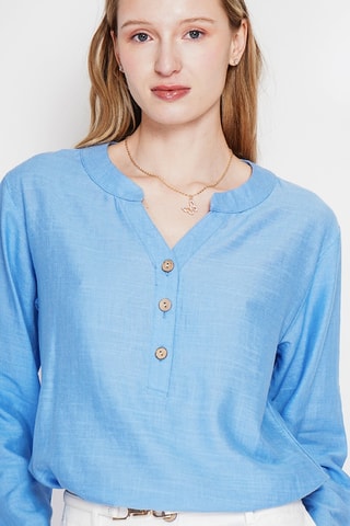 Blusa in lino - Blu
