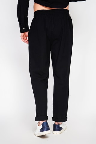 Pantaloni straight in lino - Nero