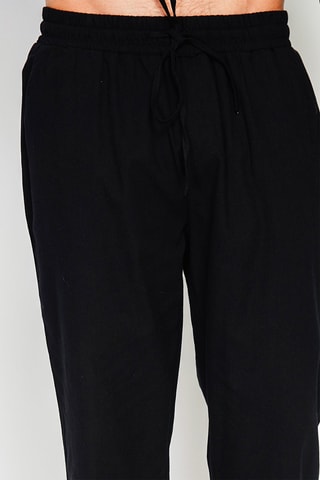 Pantaloni straight in lino - Nero