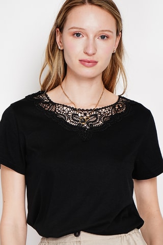 T-shirt in lino - Nero