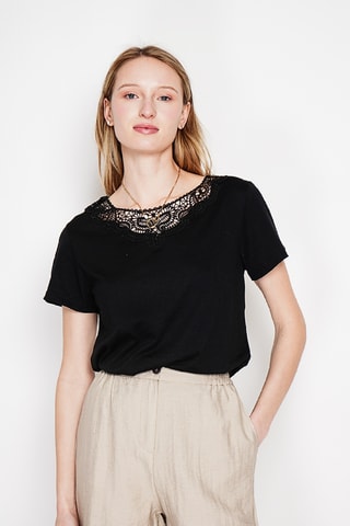 T-shirt in lino - Nero