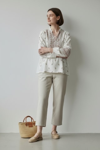 Blusa in lino - Beige