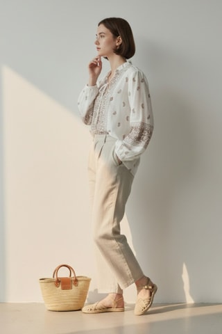 Blusa in lino - Beige