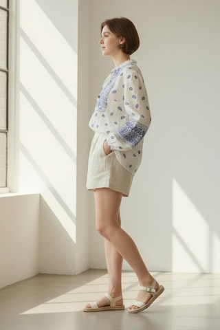 Blusa in lino - Navy