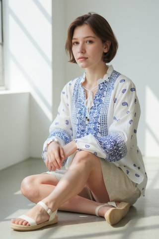 Blusa in lino - Navy