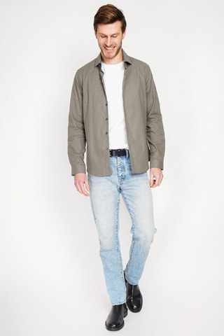 Camicia slim in lino - Beige