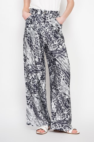 Pantaloni wide legs in lino - Nero
