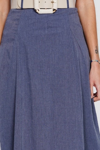 Gonna lunga in lino - Blu