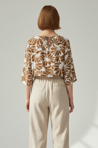 Top in lino - Marrone