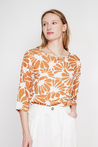 Top in lino - Marrone