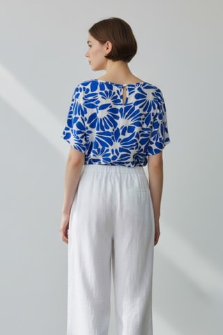 Top en lin - Bleu