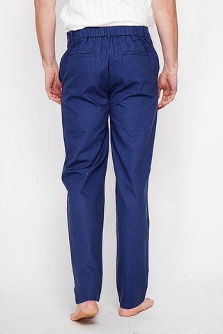 Pantaloni straight in lino - Navy