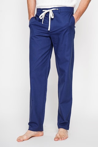 Pantaloni straight in lino - Navy