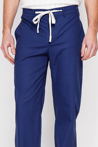 Pantaloni straight in lino - Navy