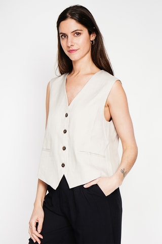Gilet da completo in lino - Beige