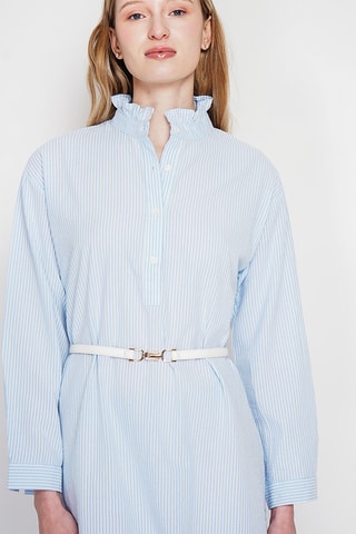 Abito trapezio in lino - Azzurro