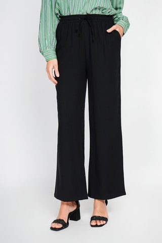 Pantaloni a vita alta in lino - Nero