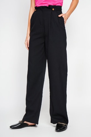 Pantaloni a vita alta in lino - Nero