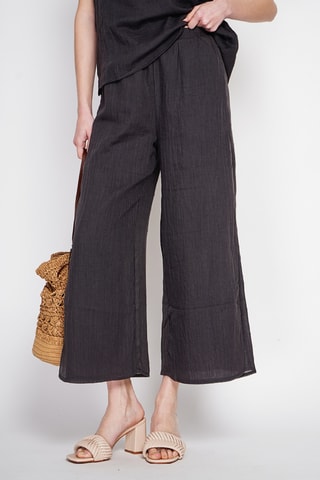 Pantaloni a vita alta in lino - Nero