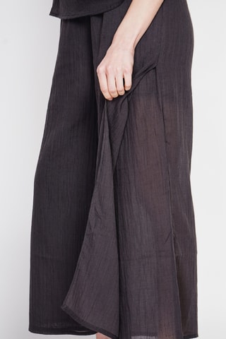 Pantaloni a vita alta in lino - Nero