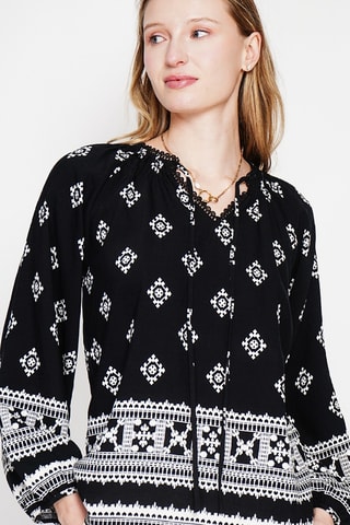 Blusa in lino - Nero