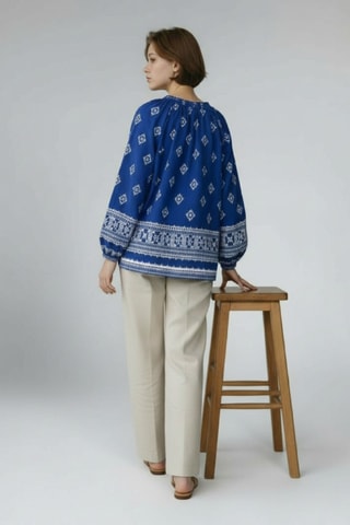 Blusa in lino - Blu