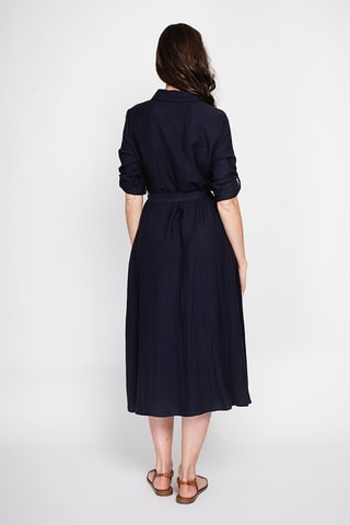 Abito a camicia in lino - Navy