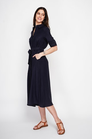 Abito a camicia in lino - Navy