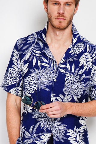 Camicia in lino - Bianco e blu