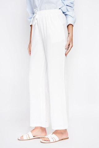 Pantaloni a vita alta in lino - Bianco