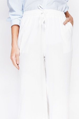 Pantaloni a vita alta in lino - Bianco