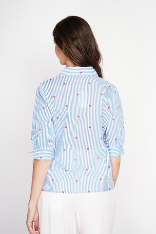 Blusa in lino - Blu